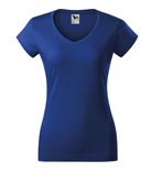 t-shirt damski v-neck slim fit, nadruk bezpośredni – chabrowy (05)